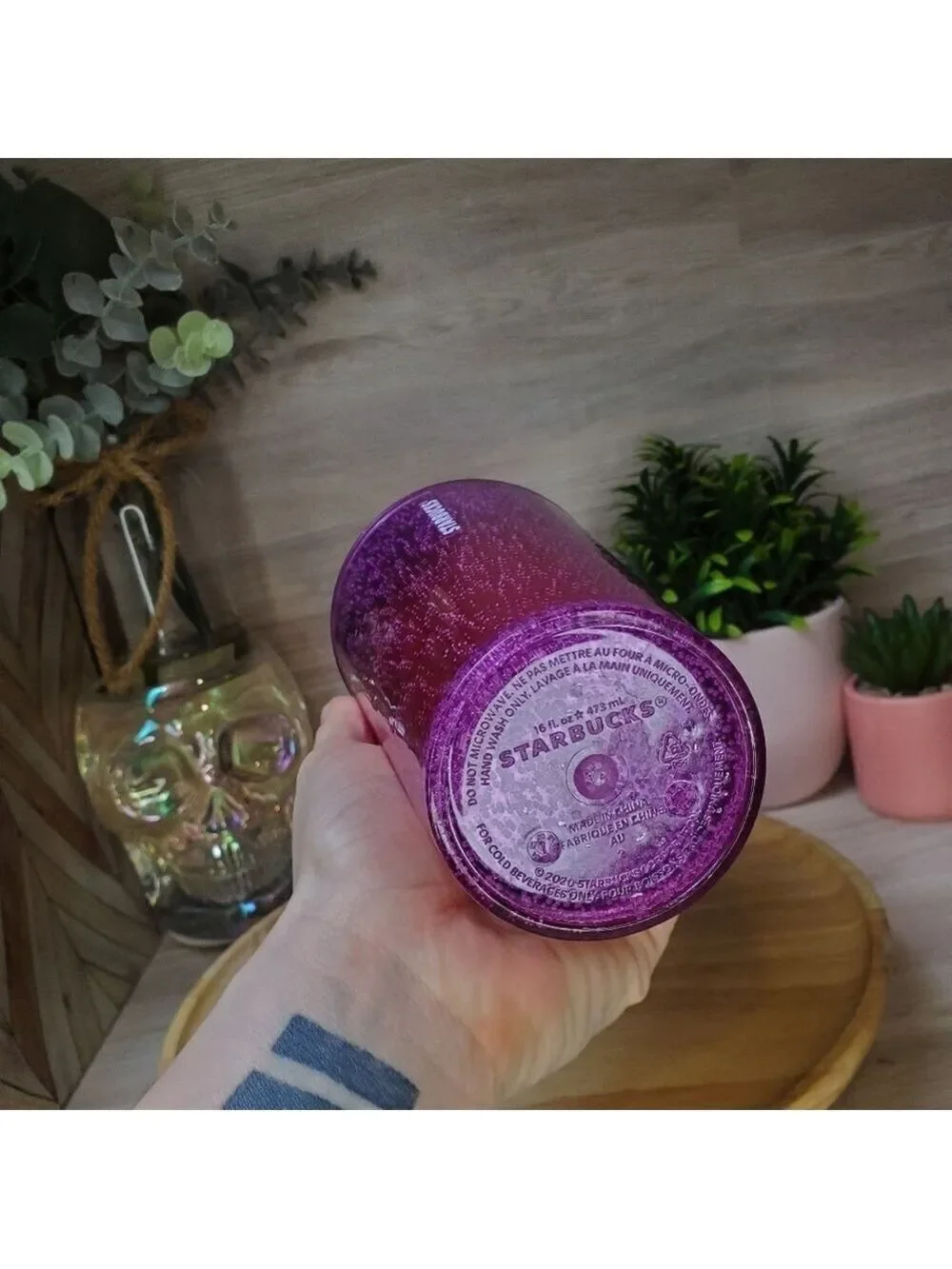 Starbucks Ombre Pink Purple Bubbles Shine Bubbleseed Grande Tumbler *